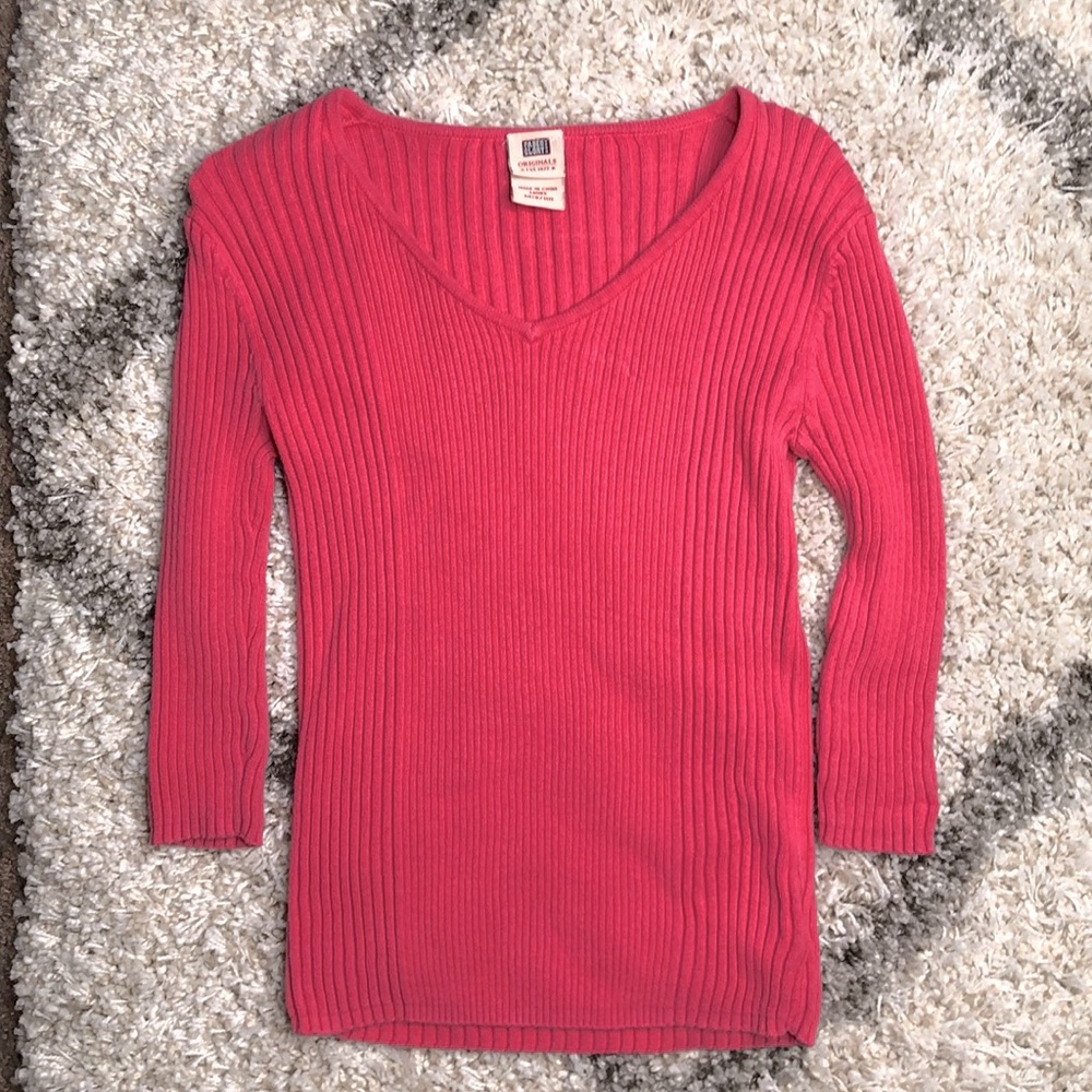 Faded Glory Ladies V-neck Sweater, Size: M (8-10), 3/4 sleeve